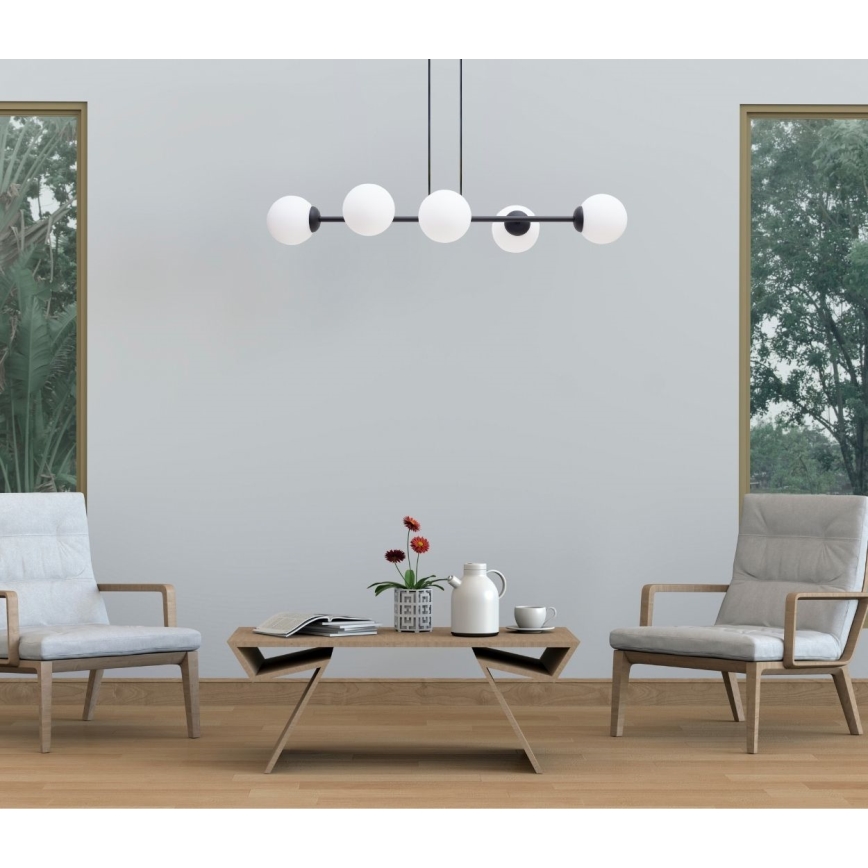 Lestenec na vrvici FIRA 5xE27/60W/230V črna