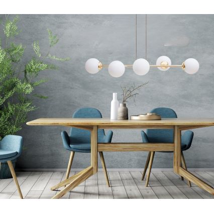Lestenec na vrvici FIRA 5xE27/60W/230V zlata