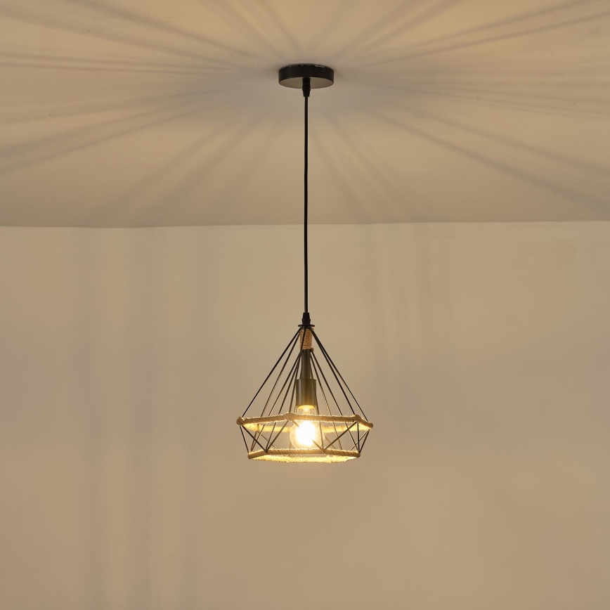 Lestenec na vrvici FLARE 1xE27/15W/230V pr. 25 cm bež