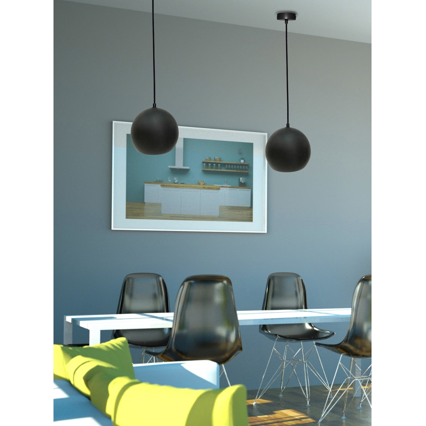 Lestenec na vrvici FLEN 1xE27/40W/230V pr. 20 cm črna