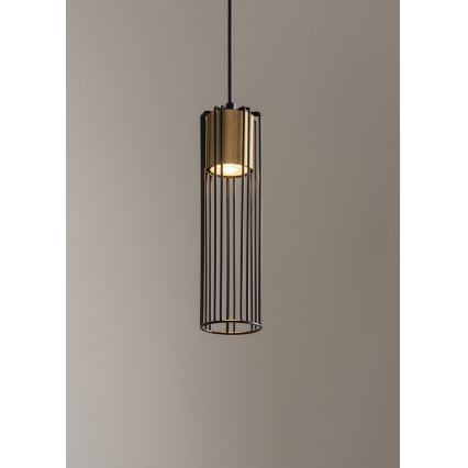 Lestenec na vrvici FOBIA 1xGU10/25W/230V črna/zlata