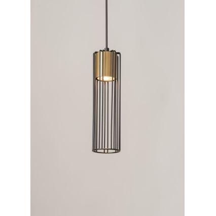 Lestenec na vrvici FOBIA 1xGU10/25W/230V črna/zlata