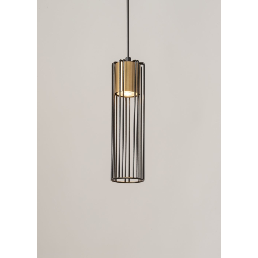 Lestenec na vrvici FOBIA 1xGU10/25W/230V črna/zlata