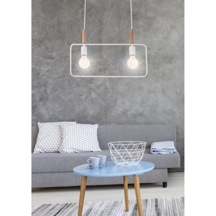 Lestenec na vrvici FRAME 2xE27/60W/230V bela