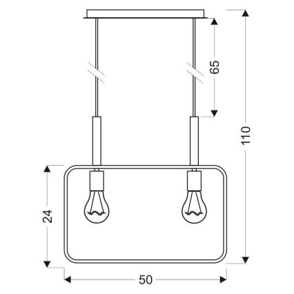 Lestenec na vrvici FRAME 2xE27/60W/230V črna