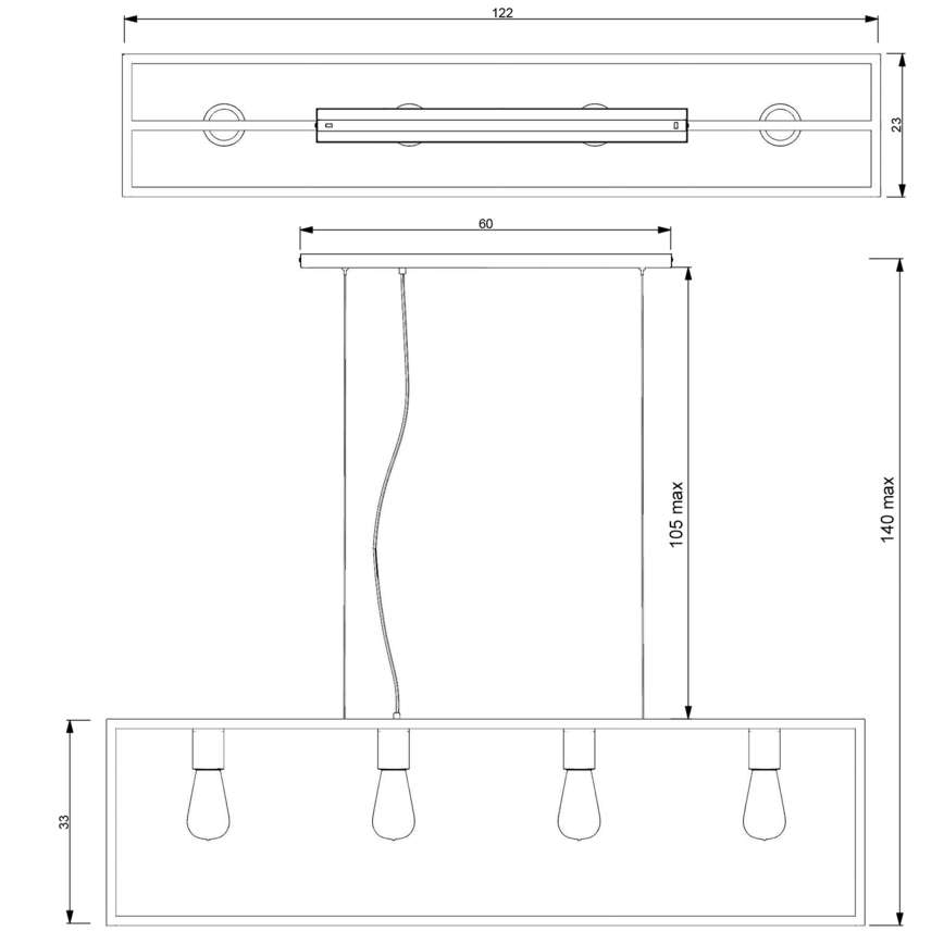 Lestenec na vrvici FRAME 4xE27/60W/230V črna