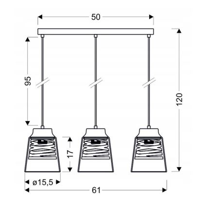 Lestenec na vrvici FRESNO 3xE27/60W/230V