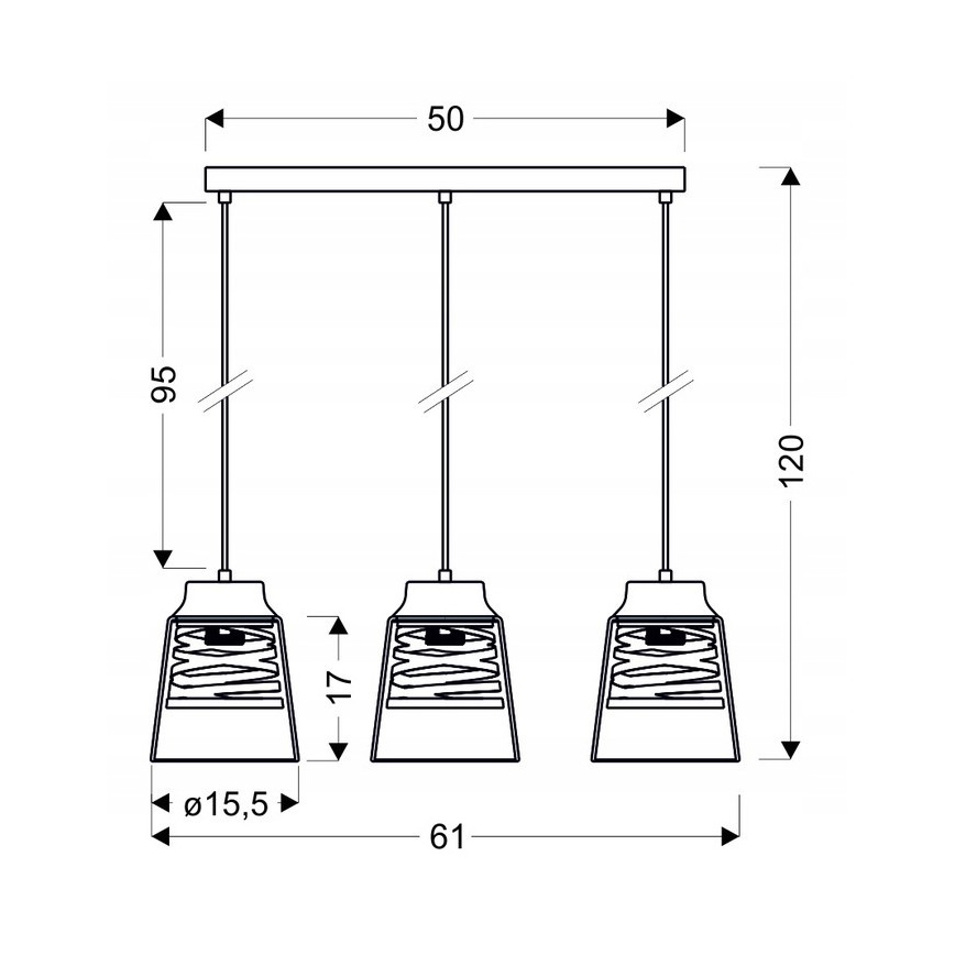 Lestenec na vrvici FRESNO 3xE27/60W/230V
