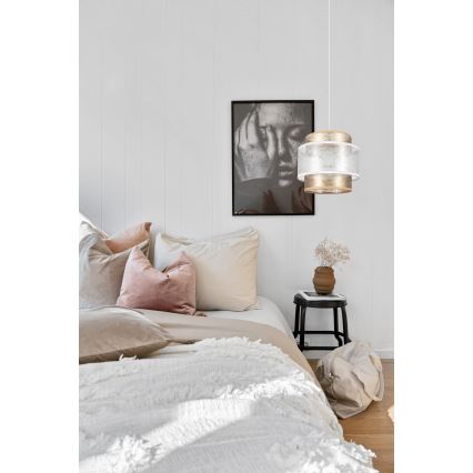 Lestenec na vrvici GABI 1xE27/60W/230V zlata/belo premer 20 cm
