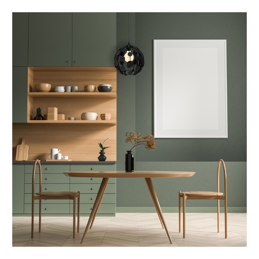 Lestenec na vrvici GAIA 1xE27/60W/230V črno/rjav diameter 18 cm