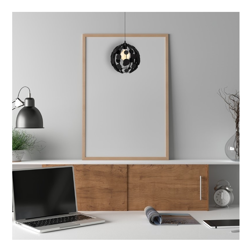 Lestenec na vrvici GAIA 1xE27/60W/230V črno/rjav diameter 18 cm