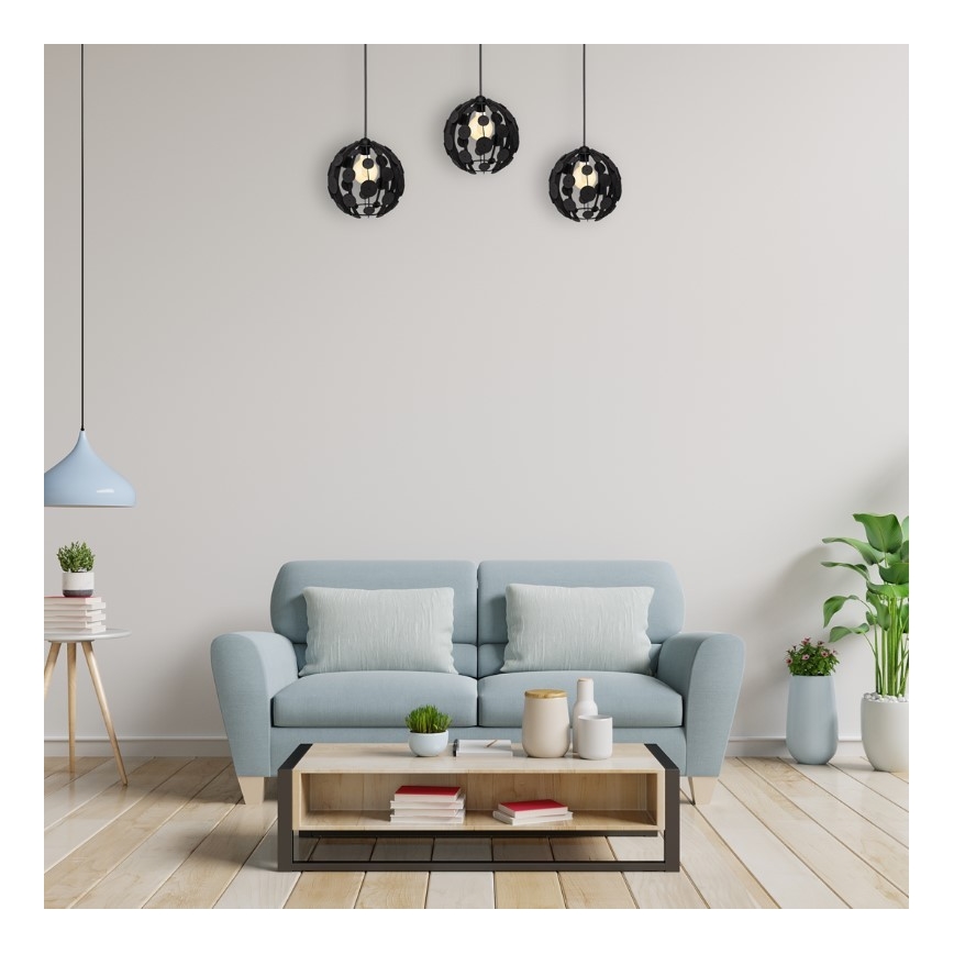 Lestenec na vrvici GAIA 3xE27/60W/230V črno/rjav