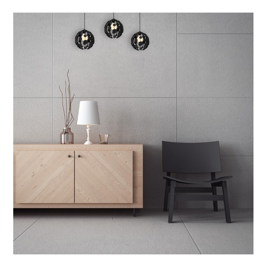 Lestenec na vrvici GAIA 3xE27/60W/230V črno/rjav