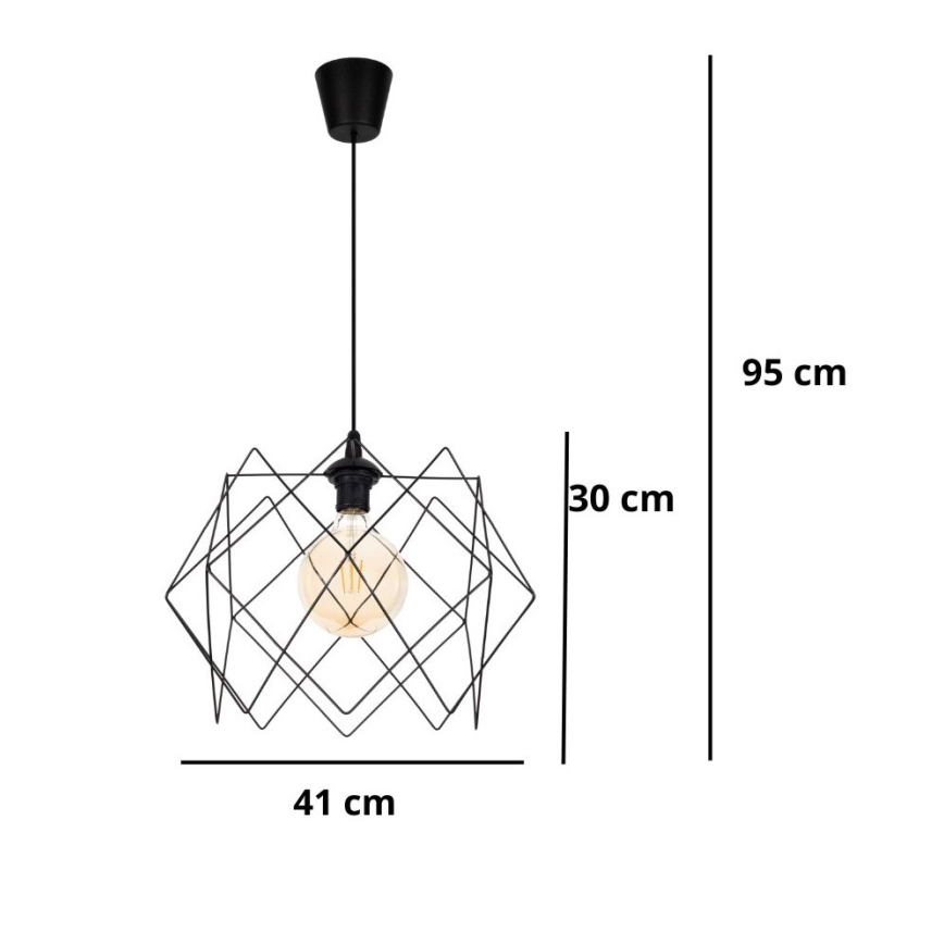 Lestenec na vrvici GALL 1xE27/60W/230V črn