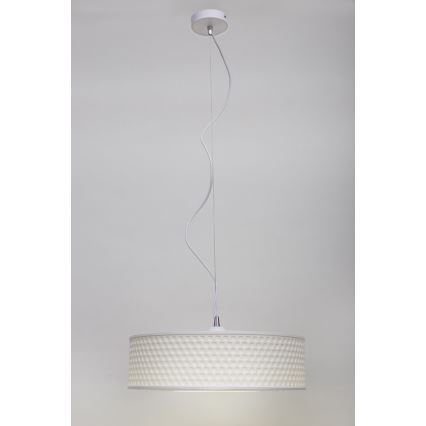 Lestenec na vrvici GARDA 1xE27/60W/230V pr. 40 cm bela