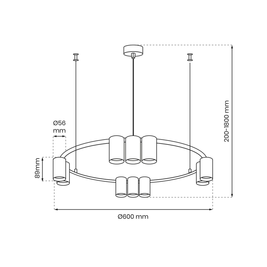 Lestenec na vrvici GENESIS 10xGU10/8W/230V bela
