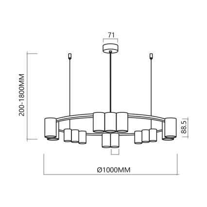 Lestenec na vrvici GENESIS 15xGU10/8W/230V bela