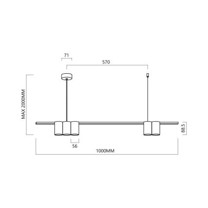 Lestenec na vrvici GENESIS 5xGU10/8W/230V bela