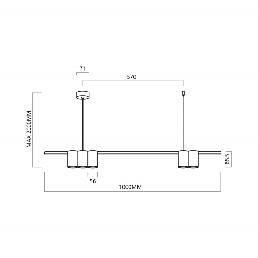 Lestenec na vrvici GENESIS 5xGU10/8W/230V črna