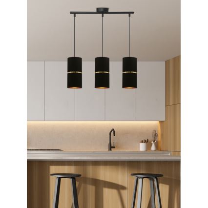 Lestenec na vrvici GINA 3xE27/60W/230V črna