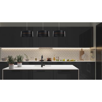 Lestenec na vrvici GLAM HOME 1xE27/60W/230V pr. 40 cm črn