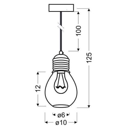 Lestenec na vrvici GLIVA 1xE27/60W/230V