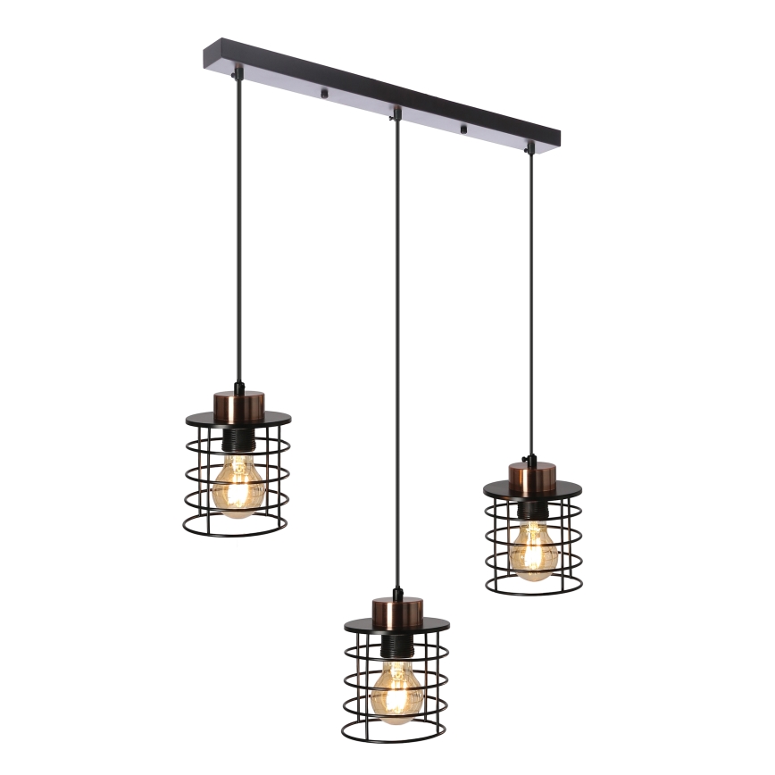 Lestenec na vrvici GLOB 3xE27/40W/230V črna