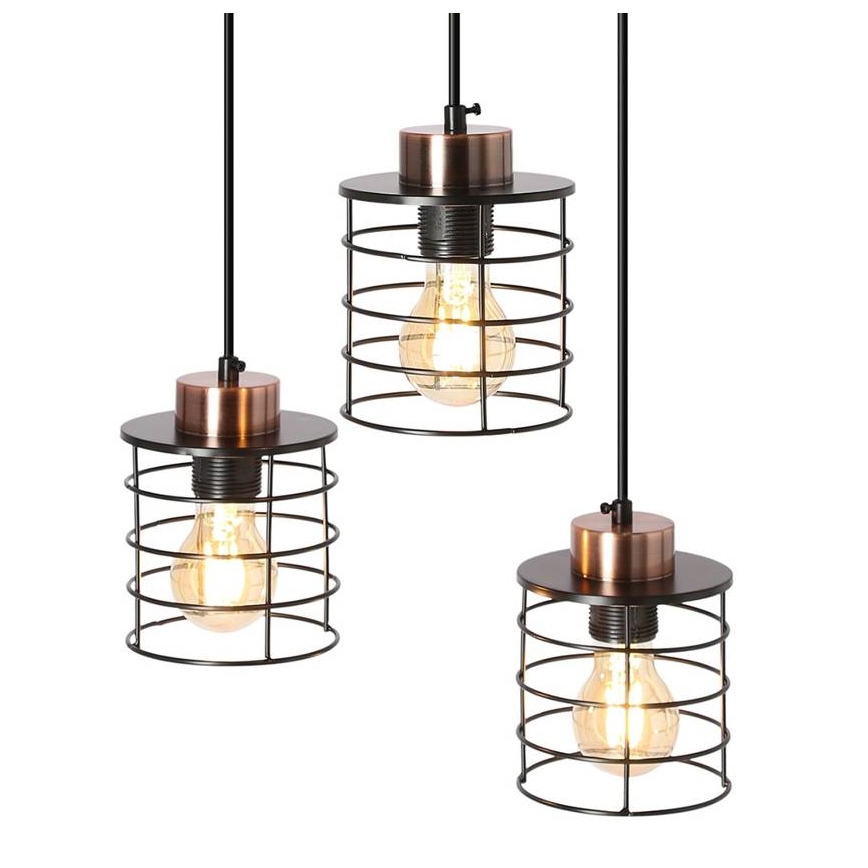 Lestenec na vrvici GLOB 3xE27/40W/230V črna