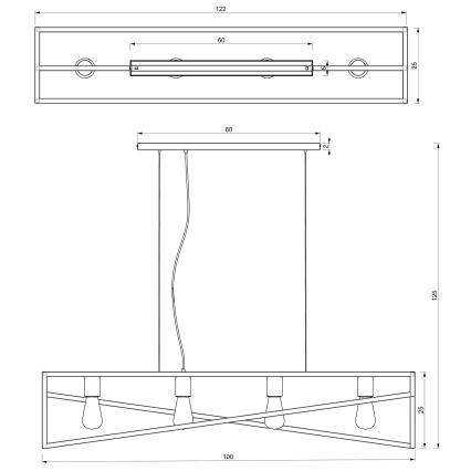 Lestenec na vrvici GOTE 4xE27/60W/230V