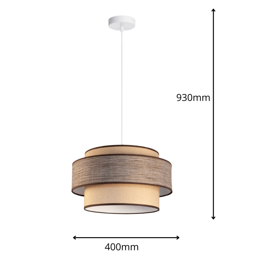 Lestenec na vrvici GRACE 1xE27/60W/230V bež/rjava