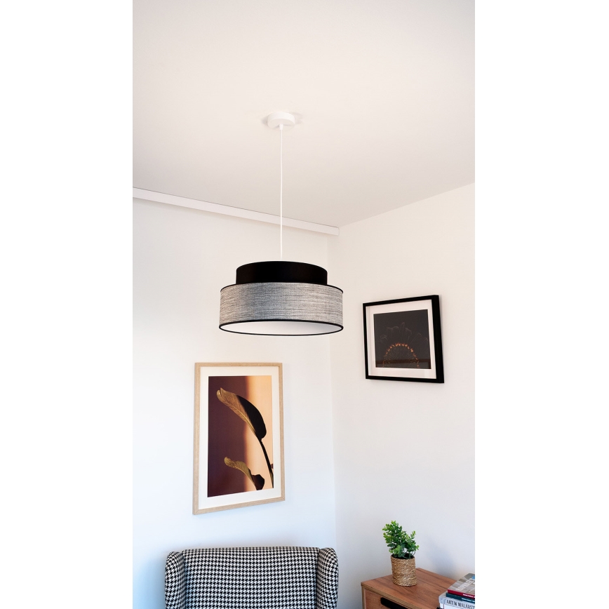 Lestenec na vrvici GRACE 1xE27/60W/230V črna/siva