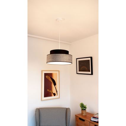Lestenec na vrvici GRACE 1xE27/60W/230V črna/siva
