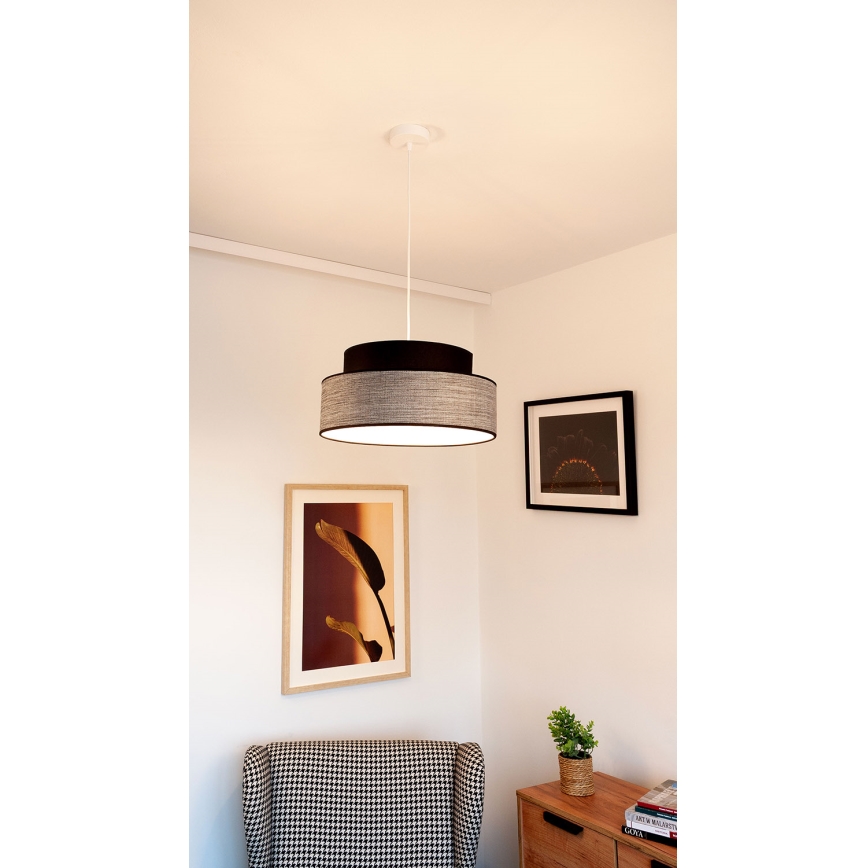 Lestenec na vrvici GRACE 1xE27/60W/230V črna/siva