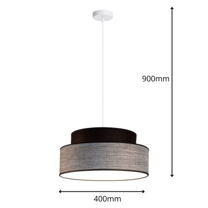 Lestenec na vrvici GRACE 1xE27/60W/230V črna/siva
