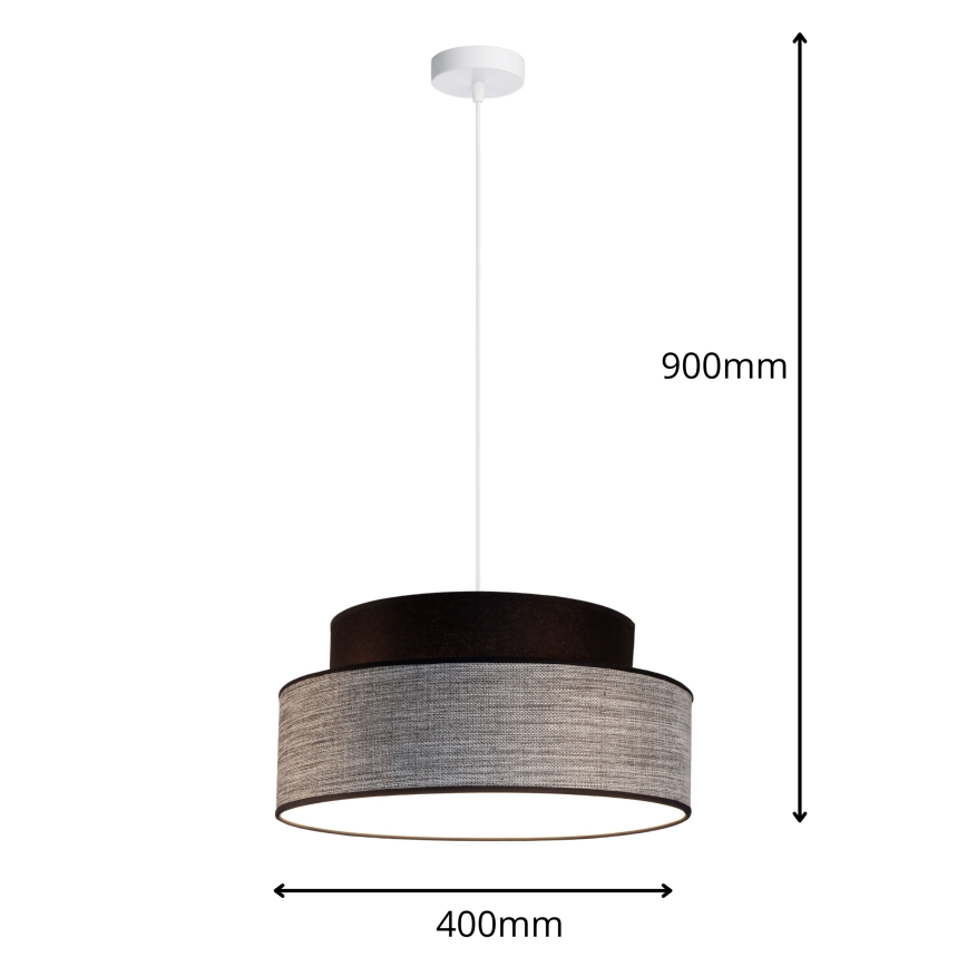 Lestenec na vrvici GRACE 1xE27/60W/230V črna/siva