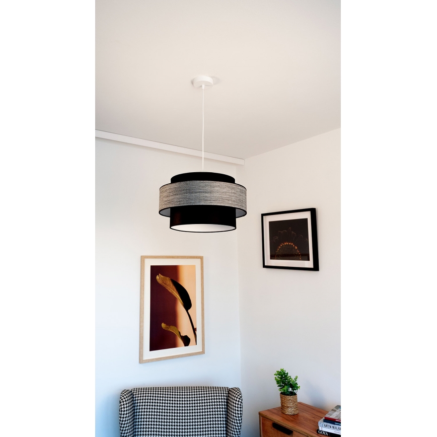 Lestenec na vrvici GRACE 1xE27/60W/230V črna/siva