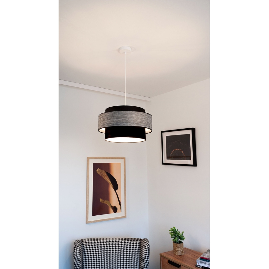 Lestenec na vrvici GRACE 1xE27/60W/230V črna/siva