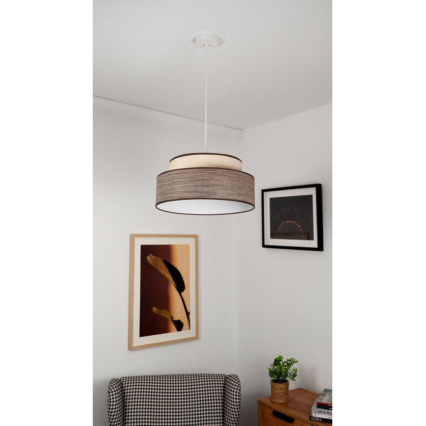 Lestenec na vrvici GRACE 1xE27/60W/230V krem barva/rjava