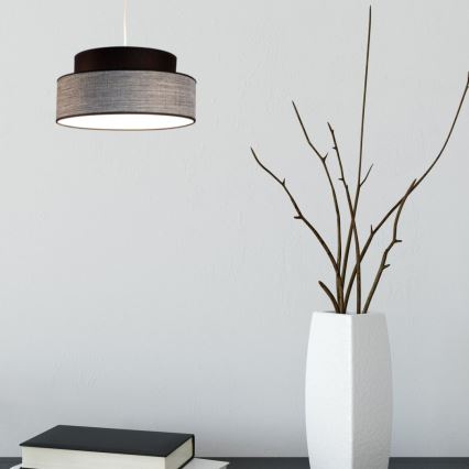 Lestenec na vrvici GRACE 1xE27/60W/230V pr. 40 cm črna/siva