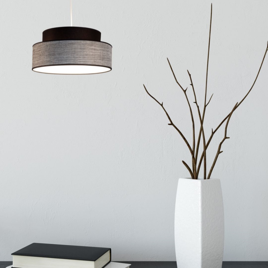 Lestenec na vrvici GRACE 1xE27/60W/230V pr. 40 cm črna/siva