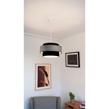 Lestenec na vrvici GRACE 1xE27/60W/230V pr. 40 cm črna/siva