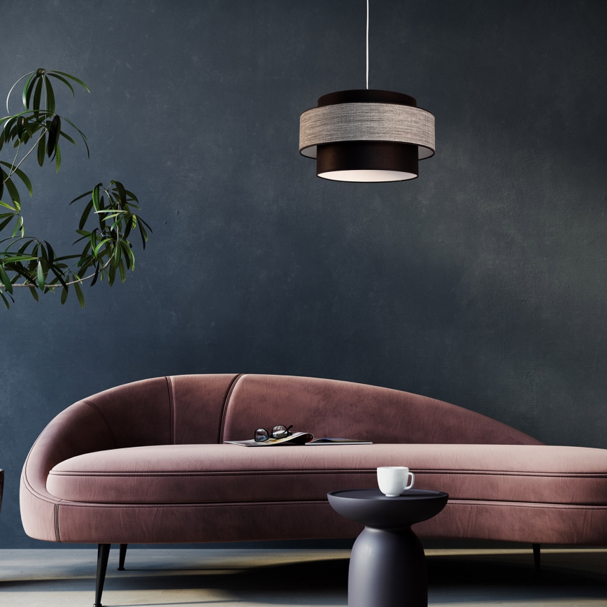 Lestenec na vrvici GRACE 1xE27/60W/230V pr. 40 cm črna/siva