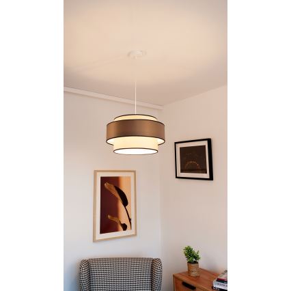 Lestenec na vrvici GRACE 1xE27/60W/230V pr. 40 cm krem barva/rjava
