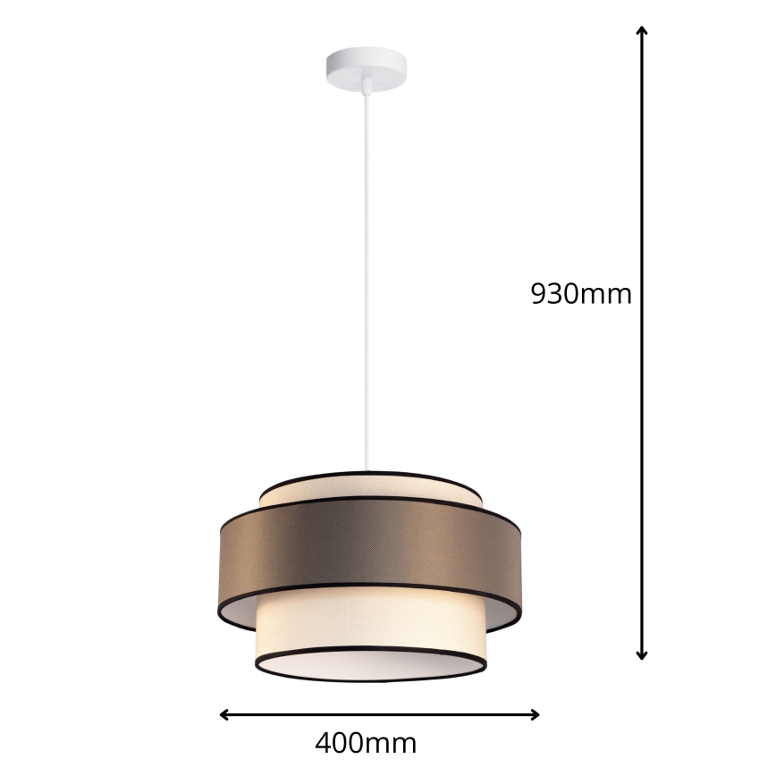 Lestenec na vrvici GRACE 1xE27/60W/230V pr. 40 cm krem barva/rjava