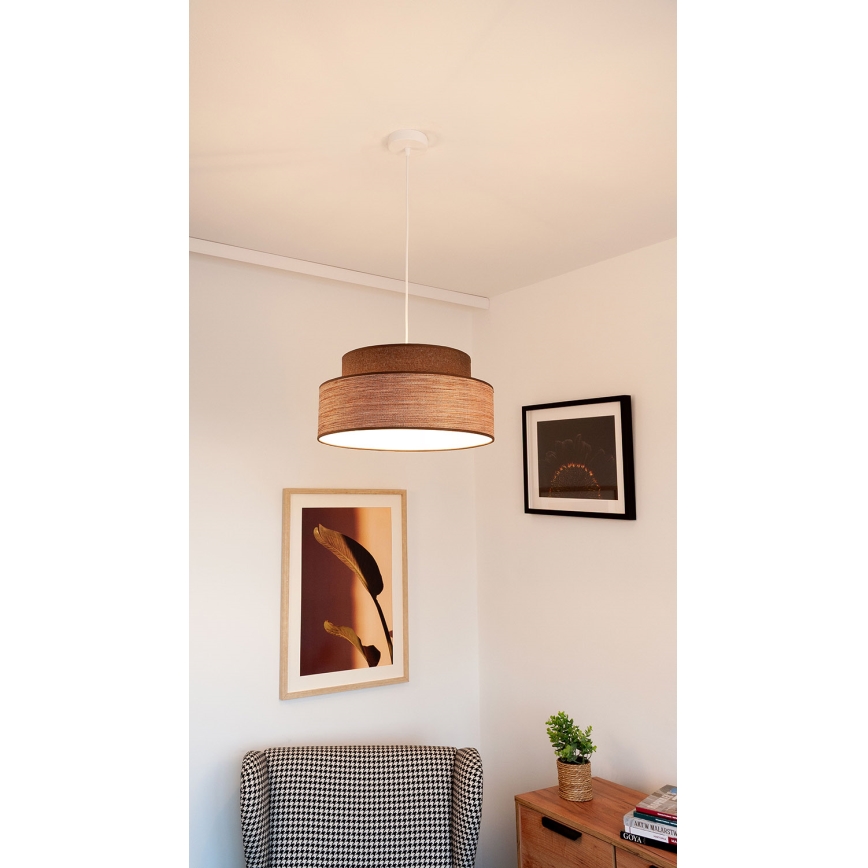 Lestenec na vrvici GRACE 1xE27/60W/230V rjava/bež