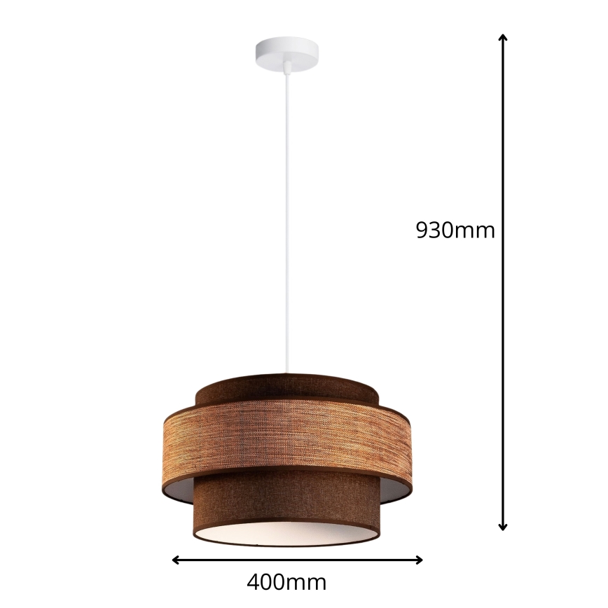 Lestenec na vrvici GRACE 1xE27/60W/230V rjava/bež