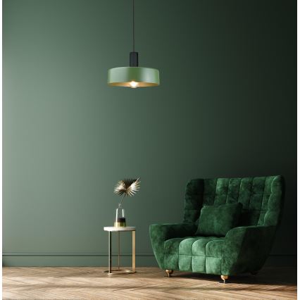 Lestenec na vrvici HAKI 1xE27/60W/230V zelena/črna