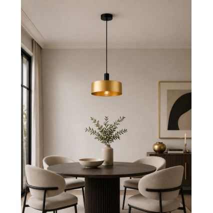Lestenec na vrvici HAKI 1xE27/60W/230V zlata/črna