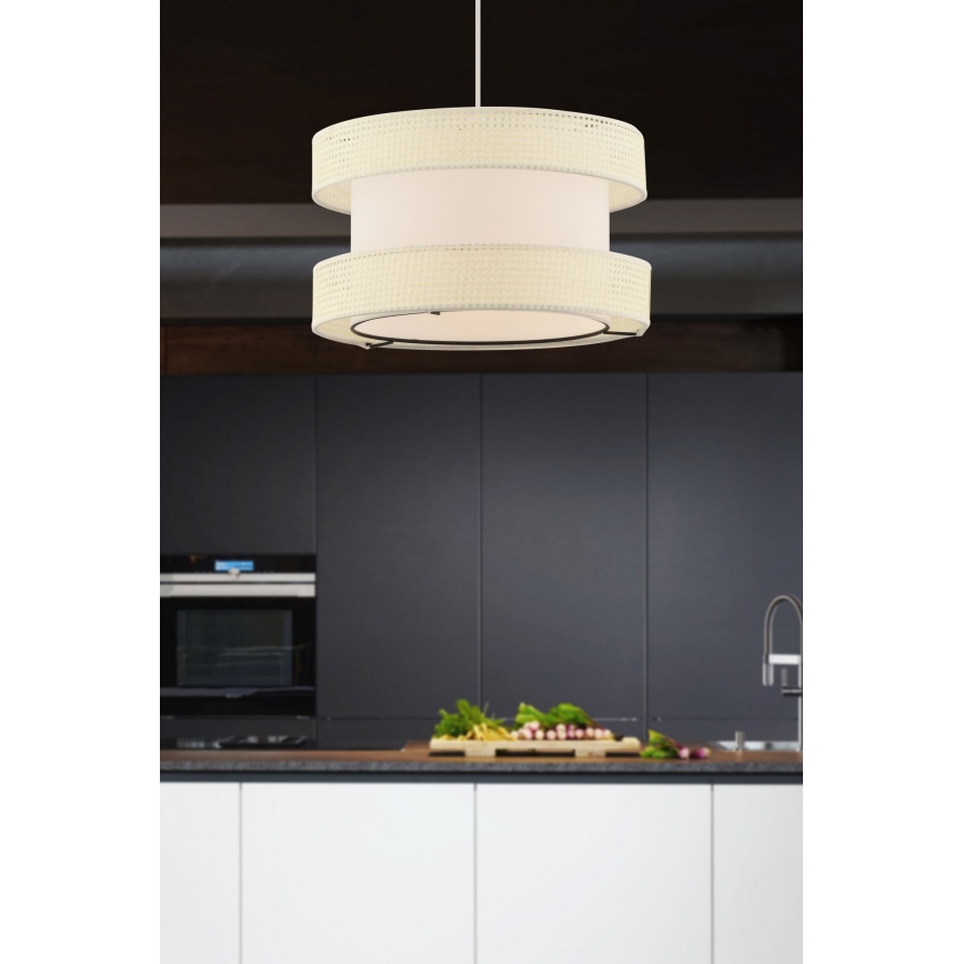 Lestenec na vrvici HALO 1xE27/60W/230V kremne barve