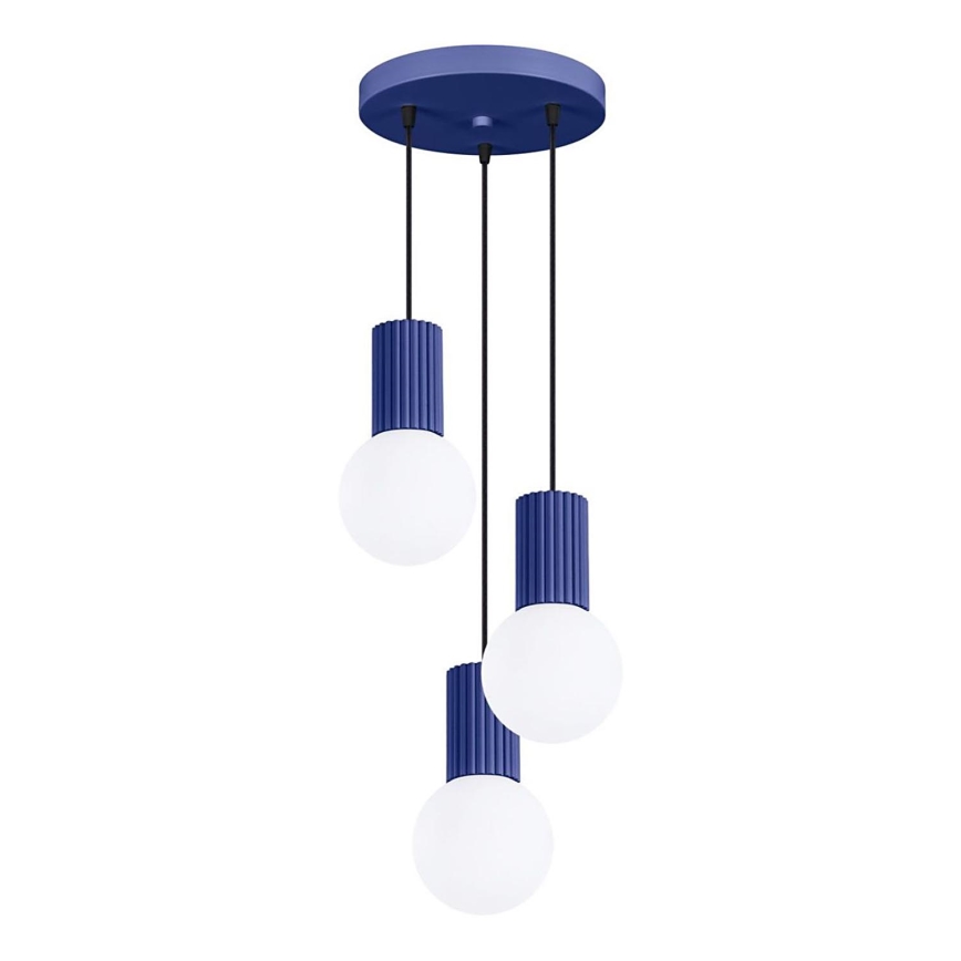 Lestenec na vrvici HALO 3xG9/8W/230V pr. 25 cm modra